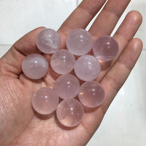 10pcs 17-20mm cute size natural pink rose quartz crystal love ball reiki healing crystals sphere as pocket lucky stone wholesale