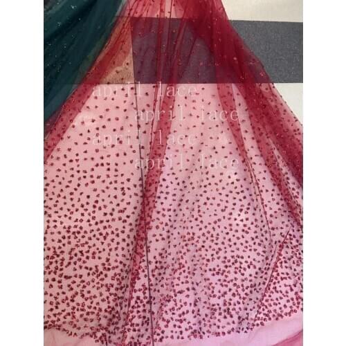 10yards /bag atp01 red/green/black 3 color big sequin glued glitter net mesh fabric for sawing/fashion wedding/party