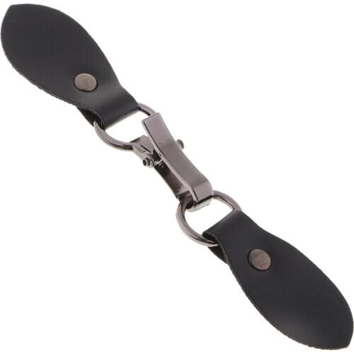 2 Sets Black Leather Buckle Buttons Silver Metal Hook Clothing Handbag Handmade Craft Decor DIY Fasteners