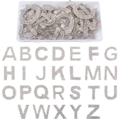 2sets/box 26 Alphabet Glitter Hotfix Rhinestone Letter Stickers Hot Melt Adhesive on the Back Jewelry Making Costume Accessories