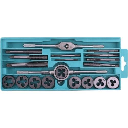 20pcs Tap and Die Set Cutter Alloy Steel Wrench Threaded Cutting Nut Bolt Screw Tool