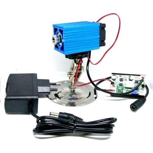 3350 4000mw High Power 445nm 450nm 4W Blue Laser Diode Module Focusable Dot Head w TTL Cooling Fan & Power Adapter Locator12V