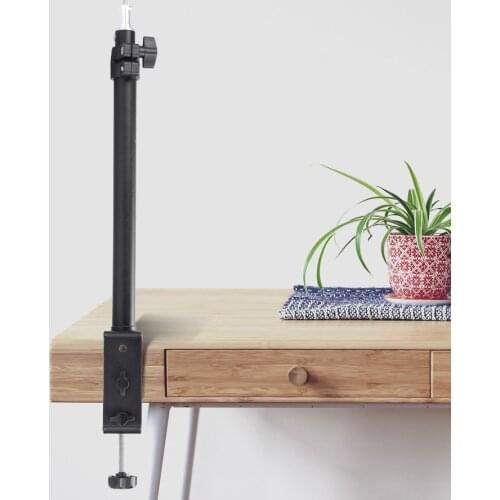 36-60cm Tabletop Light Stand Clip Stand C Clamp Mounting Adjustable with 1/4inch Screw for Video/MakeUp/Interview/Live Streaming