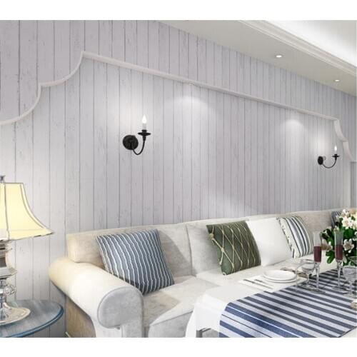 Beibehang 3d wallpapers Mediterranean wood wallpaper nonwovens bedroom living room TV background striped wallpaper for walls 3 d