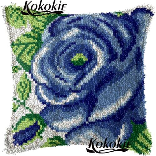 3d Latch Hook flowers Cushion Kits diy carpet Needlework Crocheting Throw Pillow Unfinished Yarn Embroidery Pillowcase