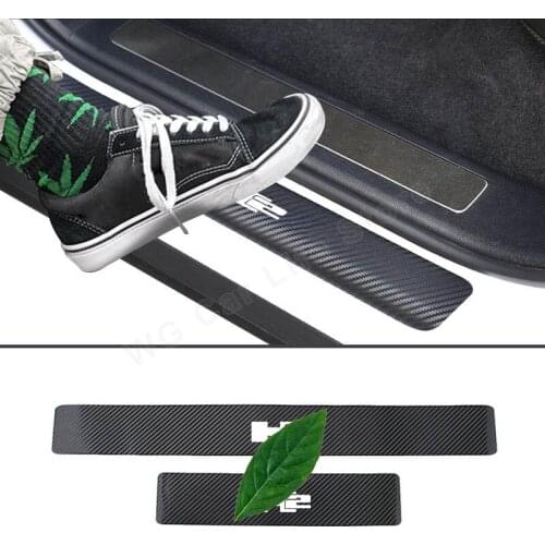 4Pcs Carbon Fiber Car Door Sill Threshold Stickers Logo Decals For Hummer H2 Car Sticker Auto Accessories