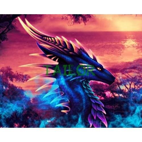 5D diamond painting wall stickers Cross stitch kit set Full square haft diamentowy Cuadros tools animal Home Decor Gift Dragon 4