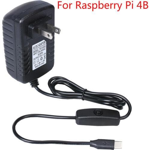 Raspberry Pi 4B 5V 3A Power Adapter Power Supply Type-C USB US/UK Charger DC/AC Adapter 100-240V For Raspberry Pi 4 Model B