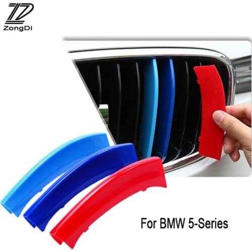 ZD For BMW E39 E60 F10 F07 G30 5 series GT M Power Accessories 3pcs 3D Car Front Grille Trim Sport Strips Cover Styling