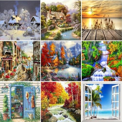 5D Diamond Painting Landscape Sunset Sea View Square/Round Embroidery Cross Stitch Kit Painting Mosaic DIY Home Decoration