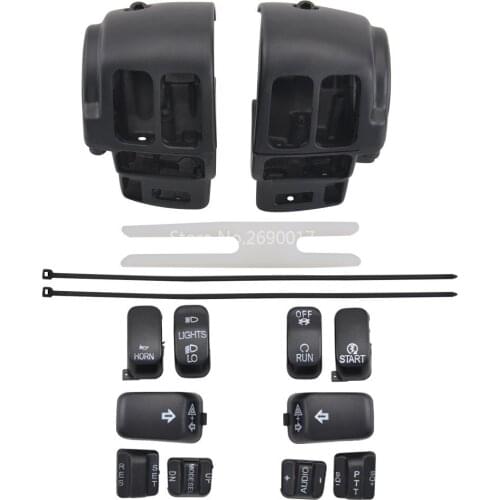 Motorcycle Aluminum Black Handlebar Control Switch Housings Switch Caps fits For Harley Davidson Electra Glide FLHTCU FLHTK