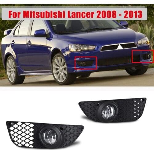 Car Fog Lamp for Mitsubishi Lancer 2008 - 2013 Halogen Bulbs 12V Fog Lights With Wiring Harness & Grilles Cover Trim Kit
