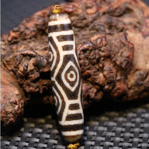 Big Treasure Magic Energy Tibetan Old Agate 6 Dragon Eye dZi Bead Totem Pendant Amulet 4A A Timestown UPD2126A1