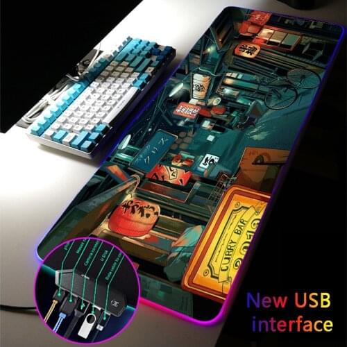 40*90CM Japanese street XXL Large RGB Mouse Pad Multi-interface Four USB Docking Dock USB HUB Typec Interface Desk Mat MousePad