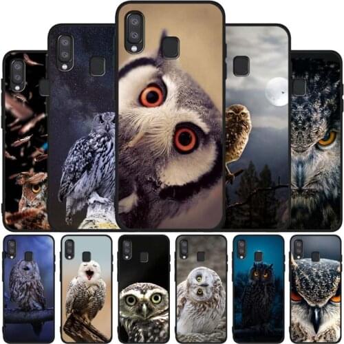 Animal Owl black soft phone Case For Samsung A10 20 30 40 50 30S 50S 60 70 M10 M30S M40 A31 51 71 A20E A10E A21S