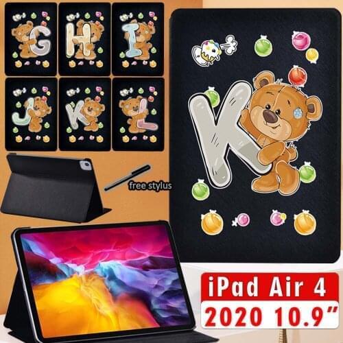 For IPad Air 4 10.9 Inch 2020 Initial Name PU Leather Tablet Stand Folio Cover A2316 A2324 A2325 A2072 for IPad Air 4th Case