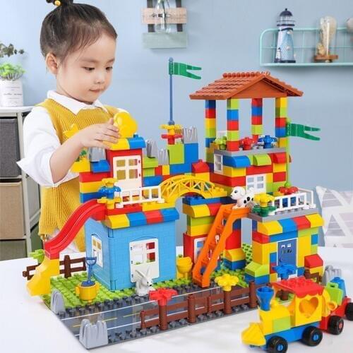 Childrens Building Block Toys Particle Blocks Marble Race Run Slide Blocks City Blocks House Castle Building Blocks Brick Toy