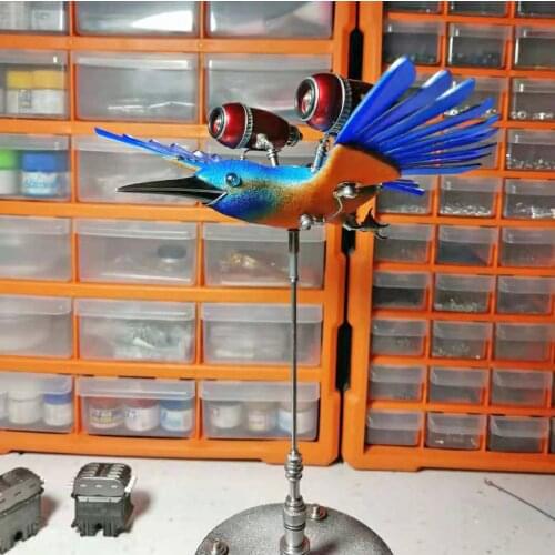 DIY Steampunk Animals Mechanical Model Kits 3D Metal Puzzle Assembly Crafts - Kingfisher