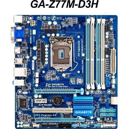 For GIGABYTE GA-Z77M-D3H Computer USB3.0 SATA III Z77M-D3H Motherboard LGA 1155 DDR3 For Intel Z77 Z77M Desktop Mainboard Used