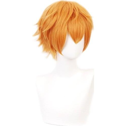 Toilet-Bound Jibaku Shounen Hanako-kun Minamoto Kou Short Orange Cosplay Synthetic Hair Halloween + Free Wig Cap