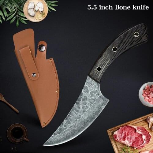 Forged Stainless Steel Boning Knife Small Scimitar Outdoor Camping Butcher Knife Kitchen Knife With Cover