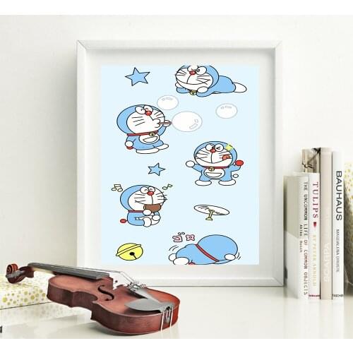 Beauty Doraemon Chinese Ink Splash Poster Art Print Canvas Painting Picture Wall Pictures For Living Room Decor Home Decor