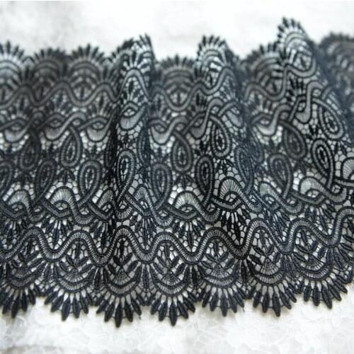 5 Meters 18.5cm Width Embroidery Lace Fabric French Cord Nigerian African Guipure Black Lace Trim For Party Wedding Dress