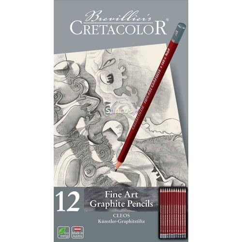 Cretacolor Fine Art Graphite Set, Set of 12,9B, 8B, 7B, 6B, 5B, 4B, 3B, 2B, B, HB, F, 2H,Ideal for sketching and drawing