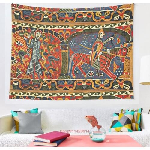 NORWEGIAN BALDISHOL TAPESTRY Medieval Knight Horseback tapestry Wall Hanging Tapestries for Living Room Bedroom Home Decor