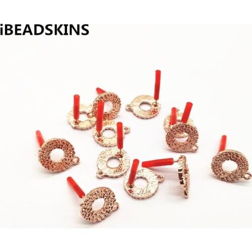 New arrival!16x13mm Rose gold color ring-shape stud earrings,earrings accessories,Earring parts for DIY hand Made jewelry making
