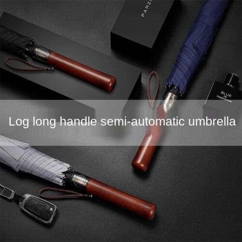 New Solid Wood Long Handle Umbrella Large Double Golf Umbrella Long Handle Umbrella Free Return Insurance
