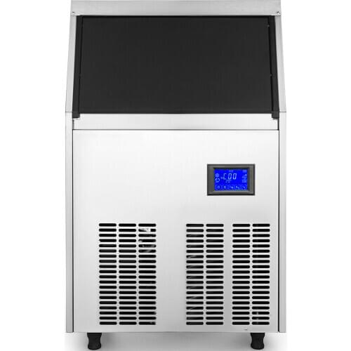 Commercial Ice Maker 155LBS in 24H with Water Drain Pump 33LBS 5x9 Cubes LCD Panel Auto Clean for Bar Home Supermarket, Sliver