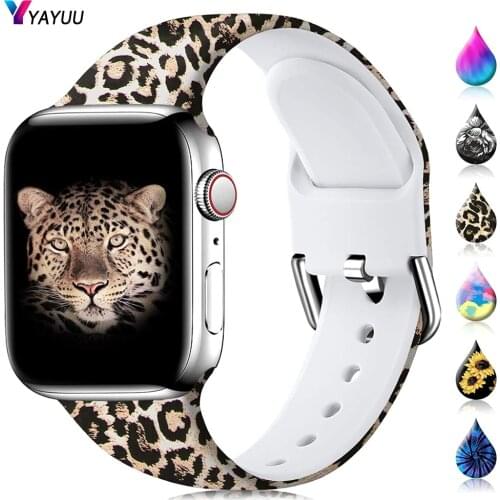 YAYUU Floral Watch Strap for Apple Watch 40mm 38mm 42mm 44mm Pattern Printed Soft Silicone Bands for iWatch Series SE 6 5 4 3