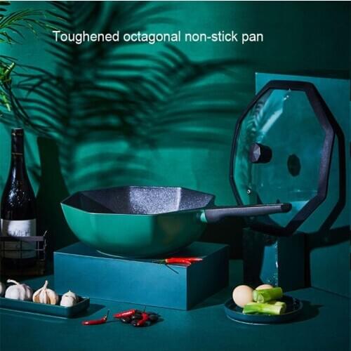 Star Anise Wok Maifan Stone Flat Toughened Lid Bottom Non-stick Pan Household Cooking Pot Gas Stove Induction Cooker Universal