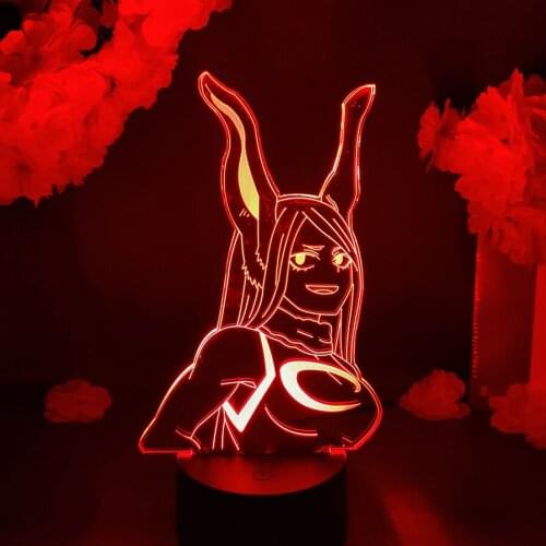 Rumi Usagiyama LED Anime Lamp Figurines Upward Lighting Acrylic 3D Illusion Night Light Home Decoration My Hero Academia Gift