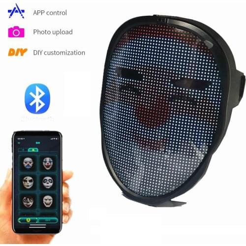 T20 Rgb Led Lights Up Party Маска Diy Picture Editing Animation Text Love Prank Concert противогаз Built-in Battery Led Display