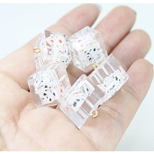 Yamily 10pcs/Resin Poker Square Charm 3D Transparent Korean DIY Square Jewelry For Earrings Keychain Bracelet Necklace Making