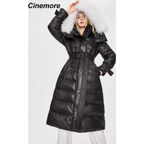 Cinemore 2020 Winter New Womens duck down jacket women White silver fox fur collar long Parkas Clothes thickened Coat 82038
