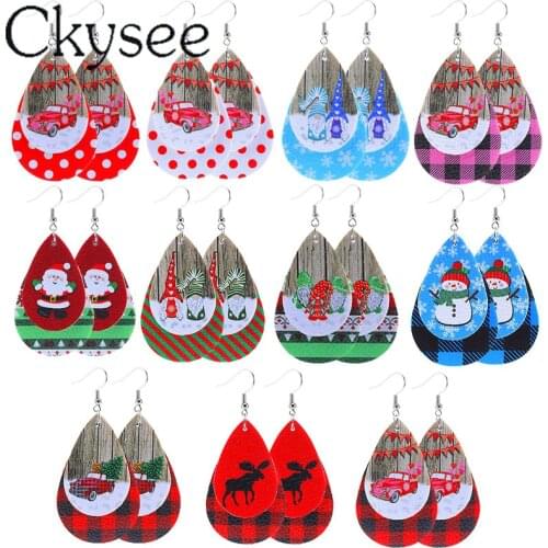 Ckysee New Dangle Drop Earrings Enthic Bohemia Christmas Long Pu Leather Earrings For Women Girl Christmas Gift Wholesale