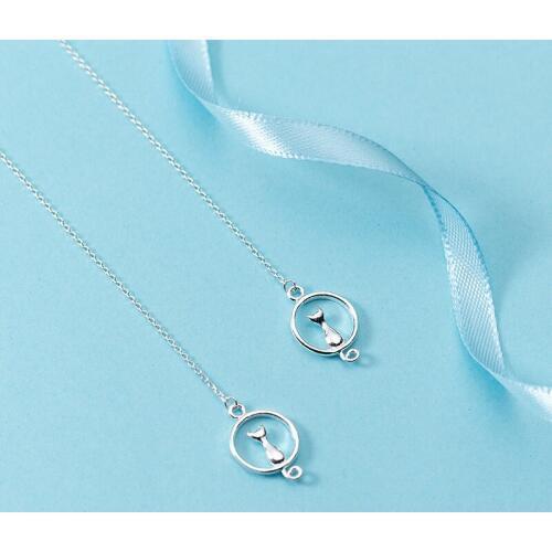 MloveAcc Hot Sale Authentic 925 Sterling Silver Fashion Moon Cat Women Drop Earrings Luxury Sterling Silver Jewelry