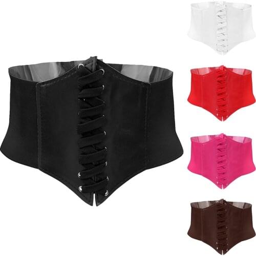 Vintage Womens PU Leather Waist Corsets Belts Corset Wide Underbust Corset Belt Corset for Women Sobretudo Feminin