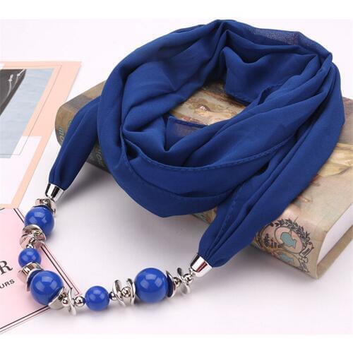 RUNMEIFA 2019 New Fashion Solid C iffon Pendant Necklace Scarf for Women Spring Muslim Head Scarf Female Clothing Accessories