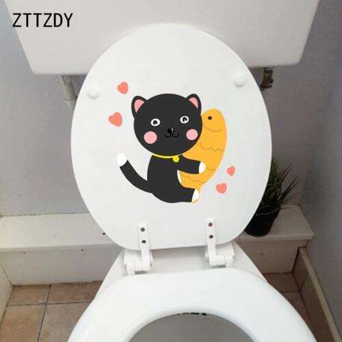 ZTTZDY 23.5*22.5CM Cartoon Cat Wall Decal Toilet Sticker Children BedRoom Decoration T3-0022