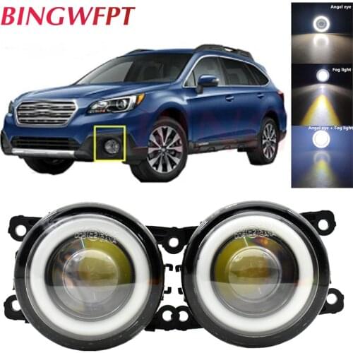 1pair Car Accessories H11 LED Fog Light with Angel Eye For Subaru Outback 2.5L H4 2010 2011 2012 For Subaru XV 2013-2014