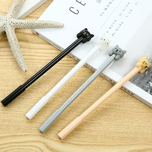 100 PCs Han Version of The New Students Learning Stationery Cute Design Cat Head Neutral Office Signature Pen