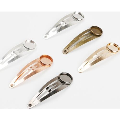 200Pcs Six Color DIY Hair Pins Ladies Metallic Silver Gold Can Be Inlaid Water Drop Hair Clip Components Jewelry Accessories