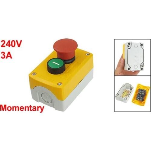 240V 3A SPST NC Red Mushroom NO Green Flat Control Momentary Push Button Switch