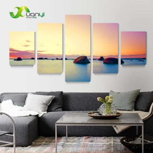 5 Panel Modern Wall Decor Seascape Wall Painting Canvas Printed Poster Wall Pictures For Living Room Painting Seascape Unframed