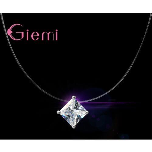 8 Colors Square Design Best Cubic Zirconia Crystal 925 Sterling Silver Crystal Jewelry Necklace Pendant For Ladies Present