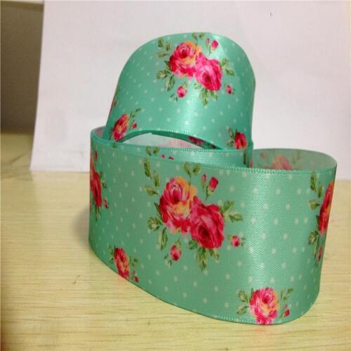 9 16 22 25 38 50 75 mm width flower Printed Grosgrain Ribbon or Satin Ribbon F112